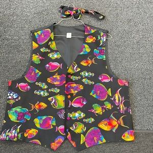 Angel Fish Tuxedo Vest and Bow tie size XXL new